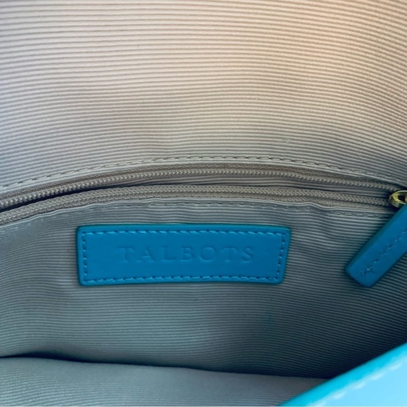 Turquoise leather&natural straw crossbody or clutch gold lock & removable chain - Picture 12 of 13